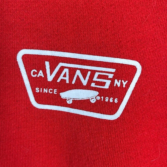 VANS Unisex Full Patch Hoodie Red White Graphic Front Back Kangaroo Pocket Small - Picture 7 of 15
